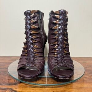 Frye Sophia Braided Peep Toe Booties